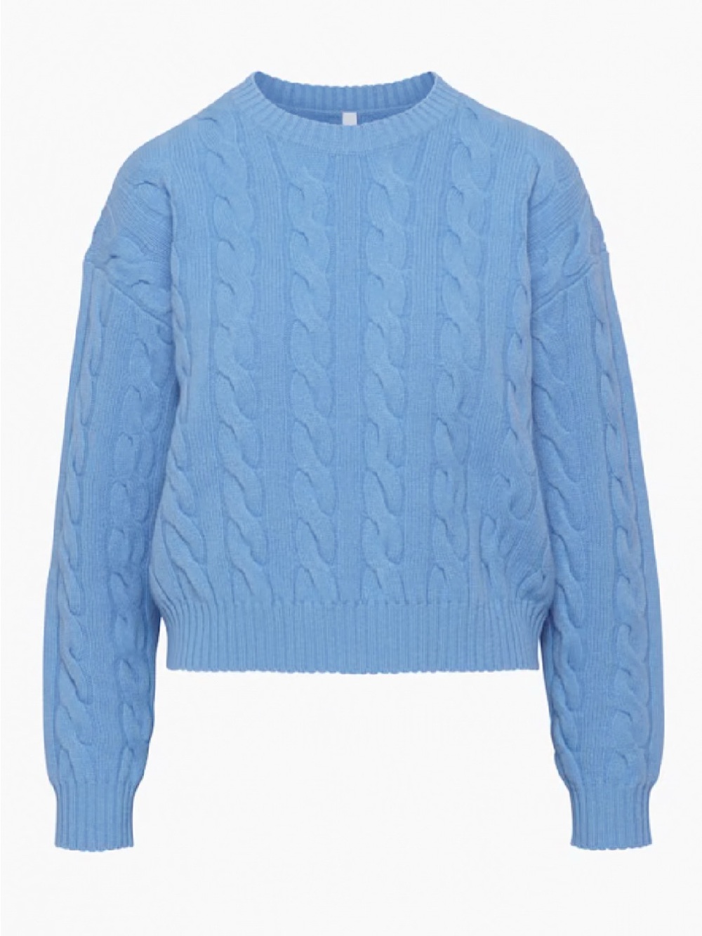 Aritzia Babaton Blue Cable-Knit Crewneck Sweater